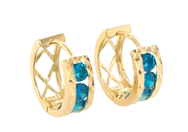 14k gold hoops with stones between gold