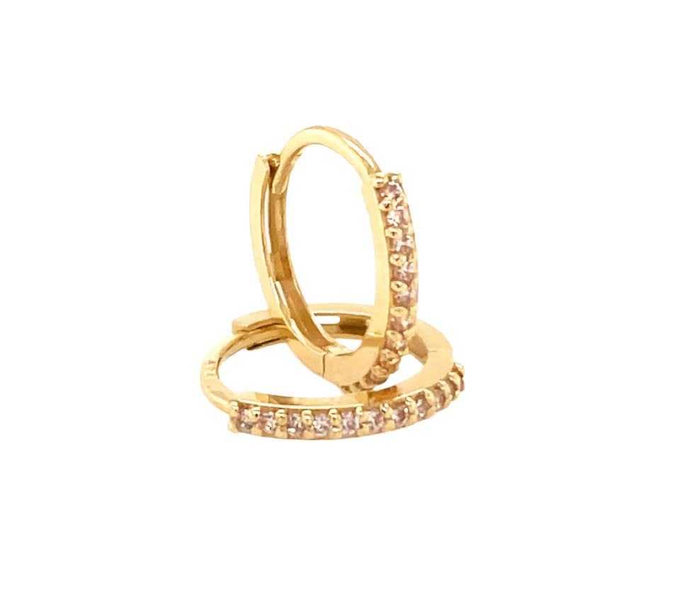 14k gold hoop with stone