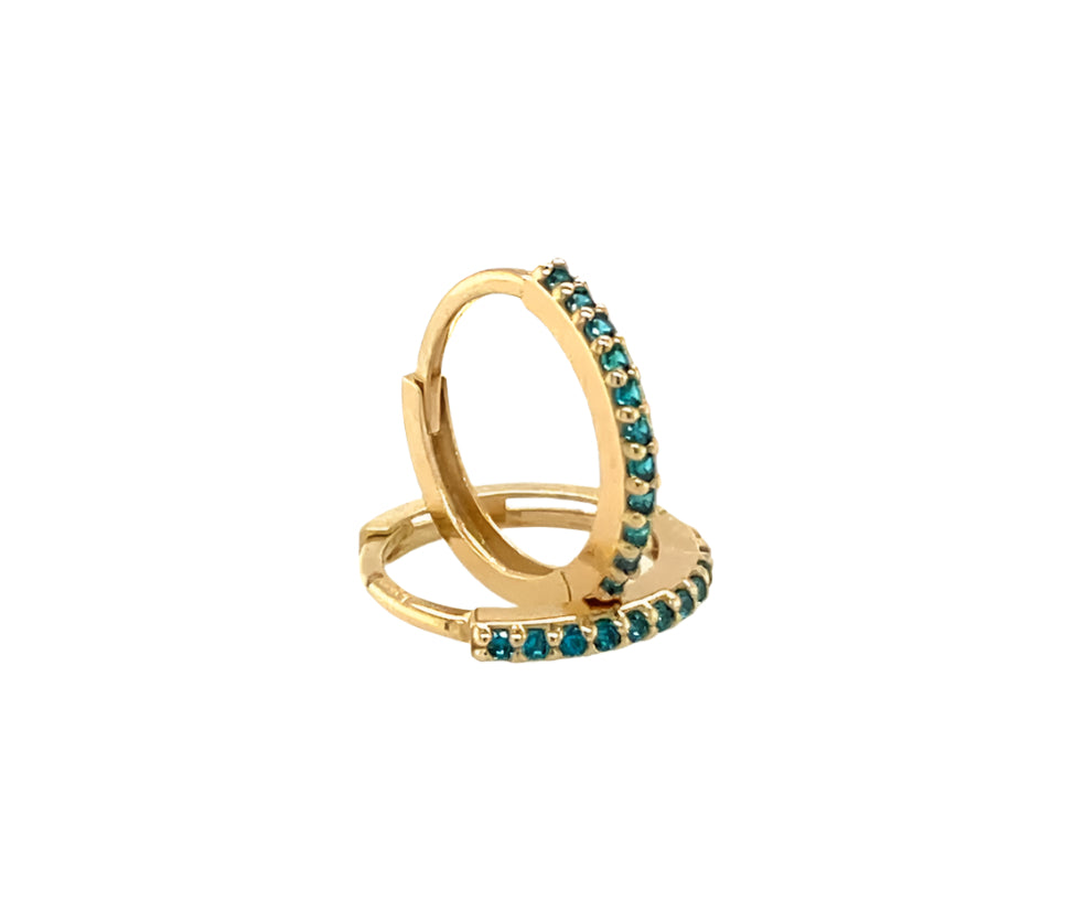 14k gold hoop with stone
