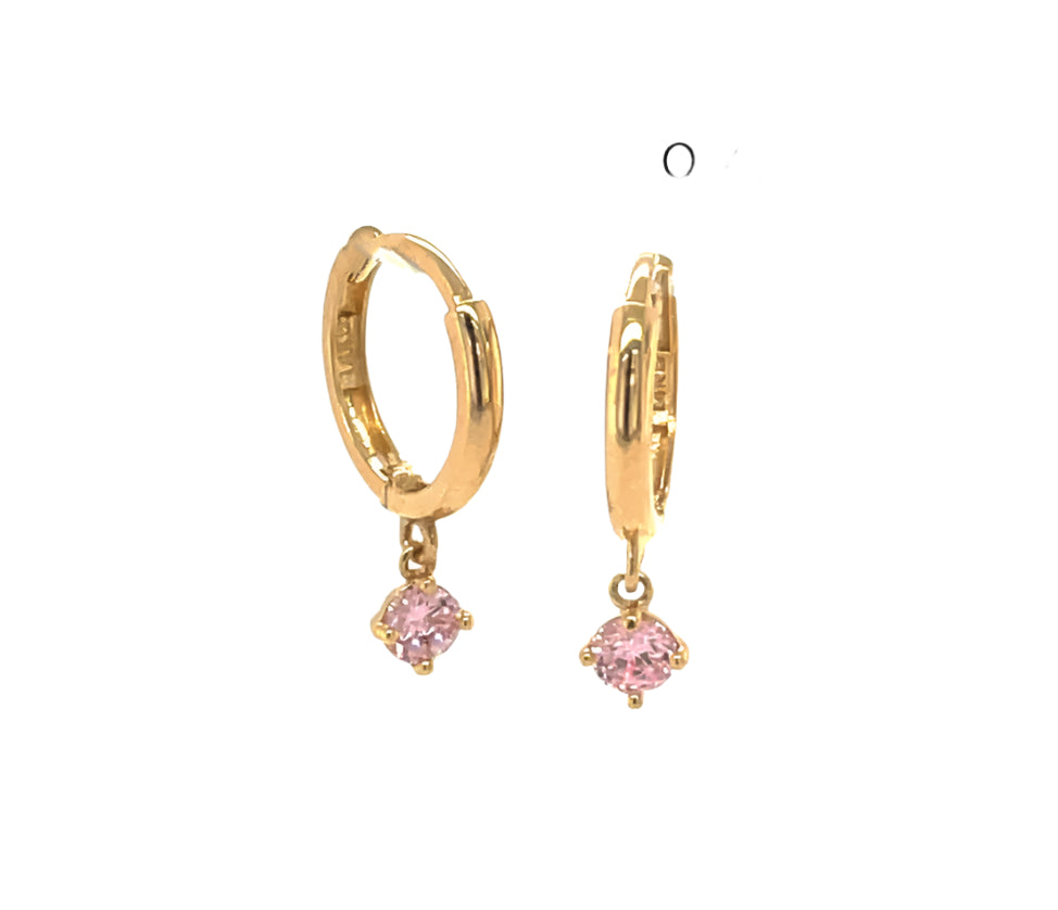 14k gold hoop with floating stone