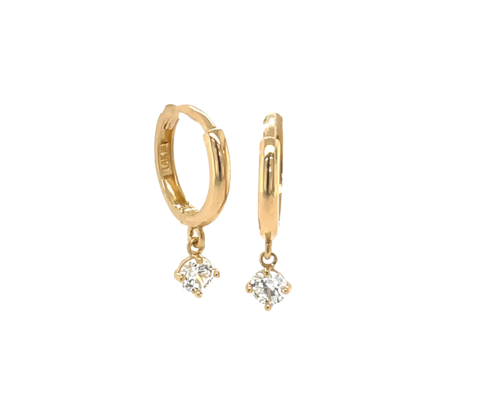 14k gold hoop with floating stone