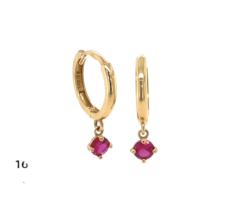 14k gold hoop with floating stone