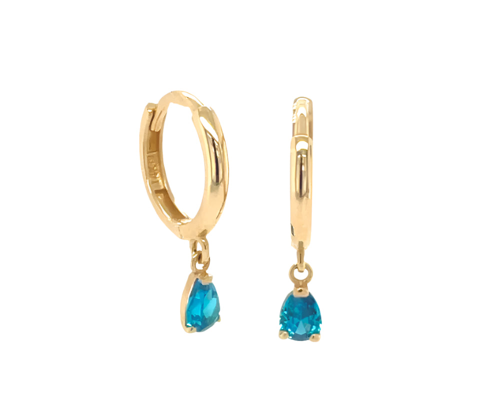 14k gold hoop with floating drop