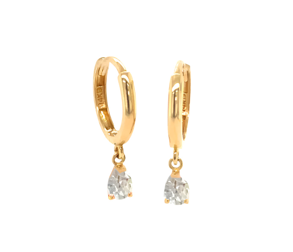 14k gold hoop with floating drop