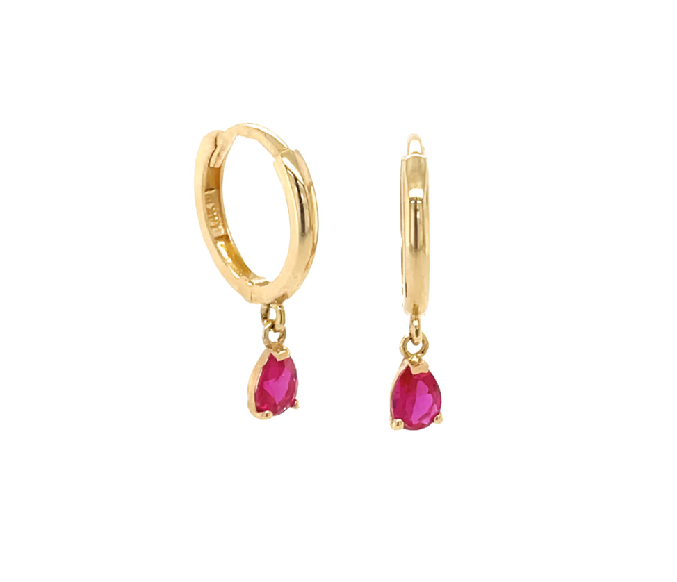 14k gold hoop with floating drop