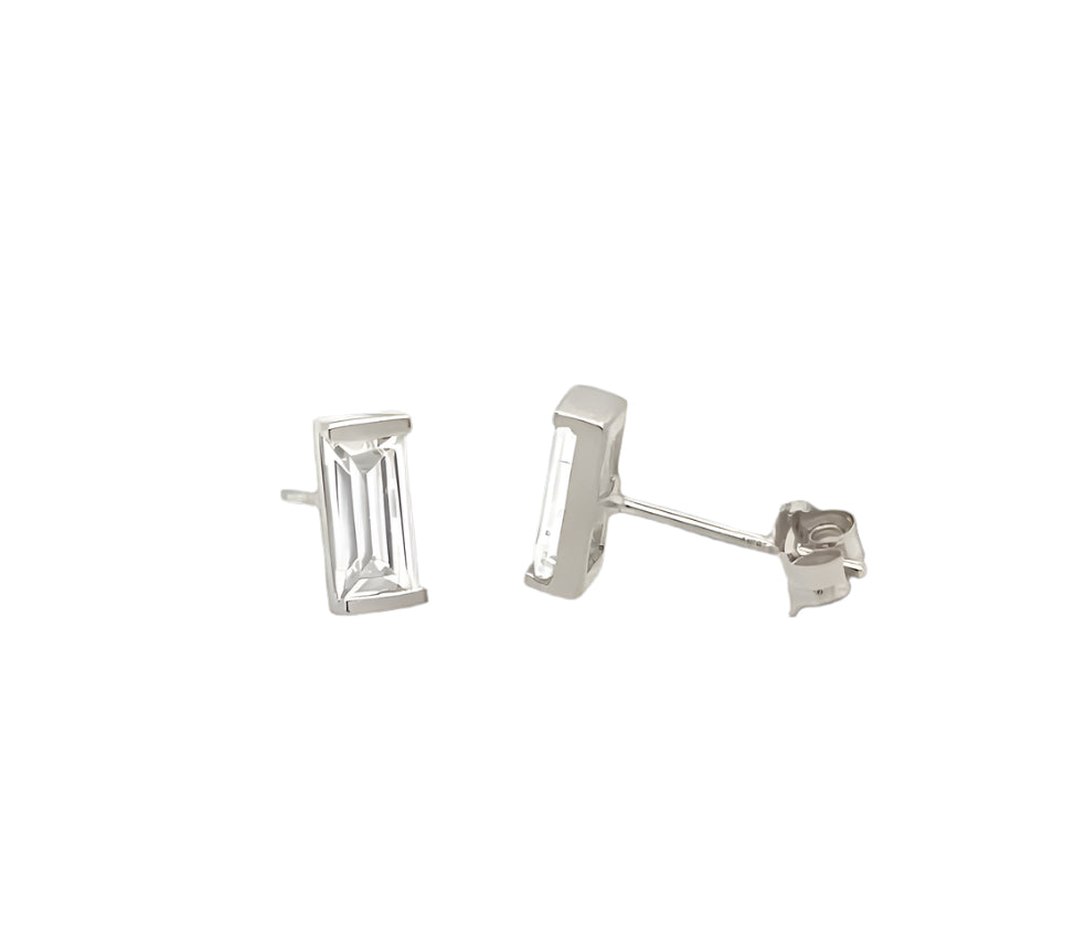 14k gold push back earrings with rectangular stones