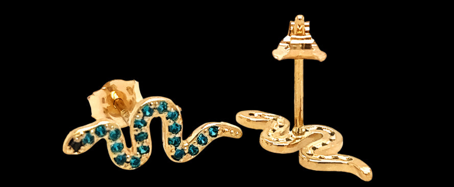14k gold snake earrings