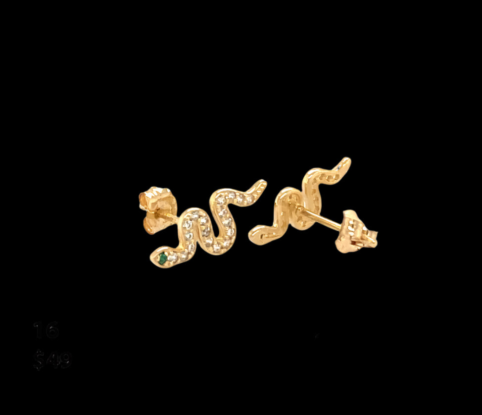14k gold snake earrings