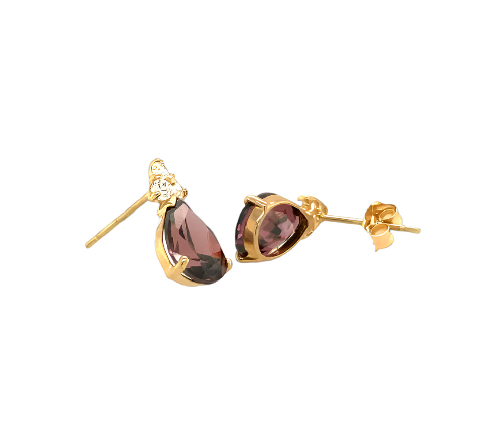14k gold push back drop earrings