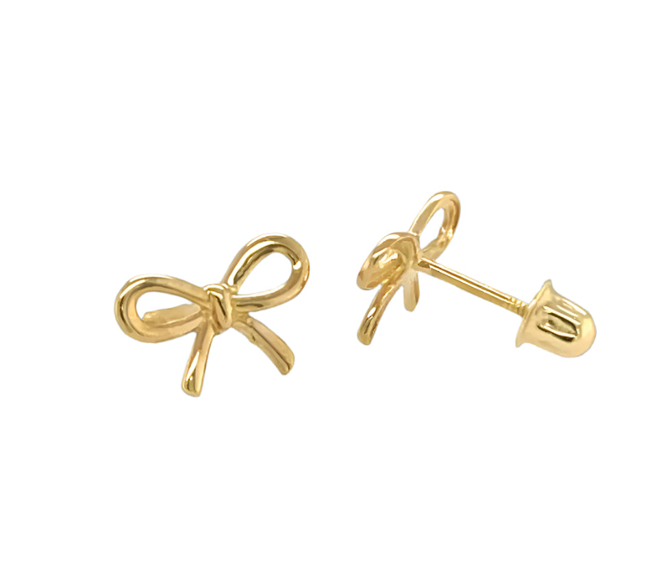 14k gold screw back bow tie
