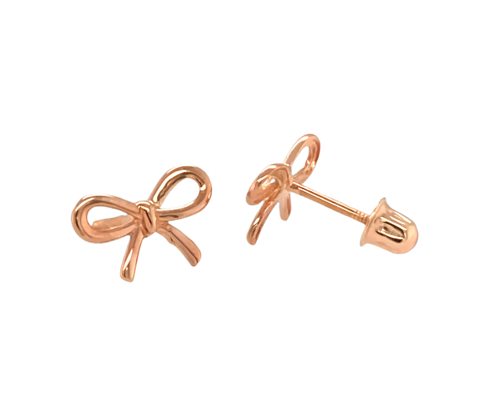 14k gold screw back bow tie