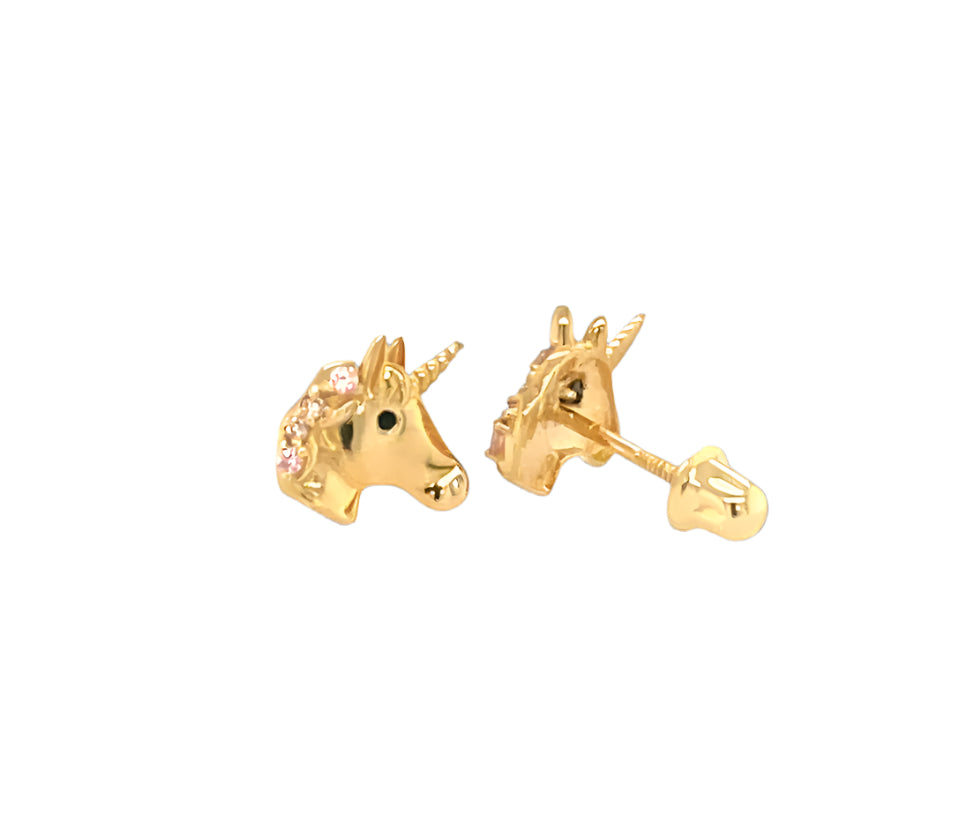 14k gold unicorn earrings