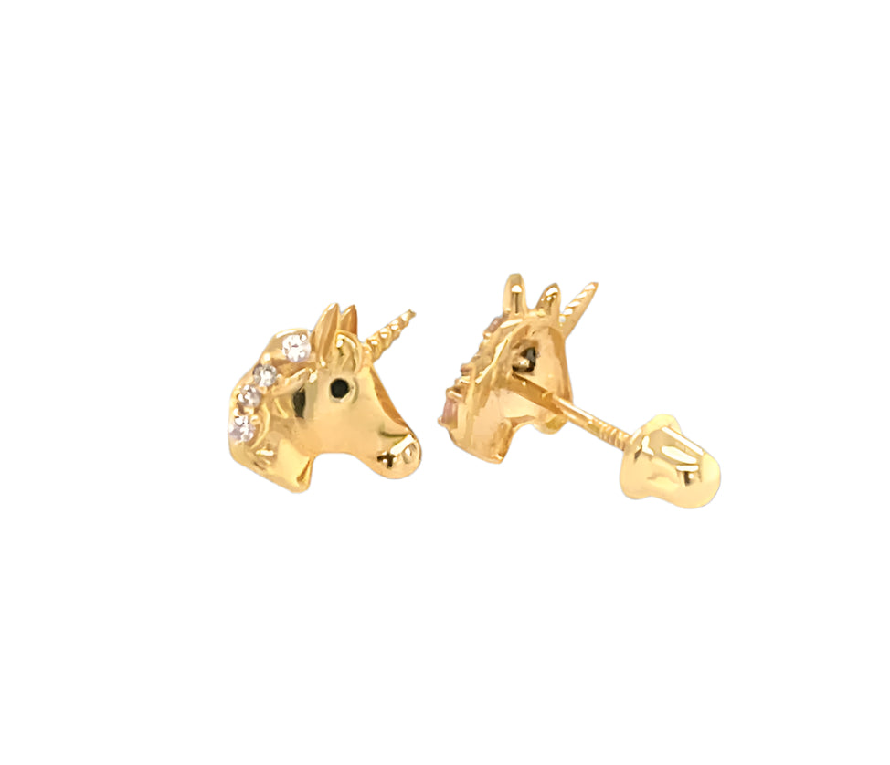 14k gold unicorn earrings