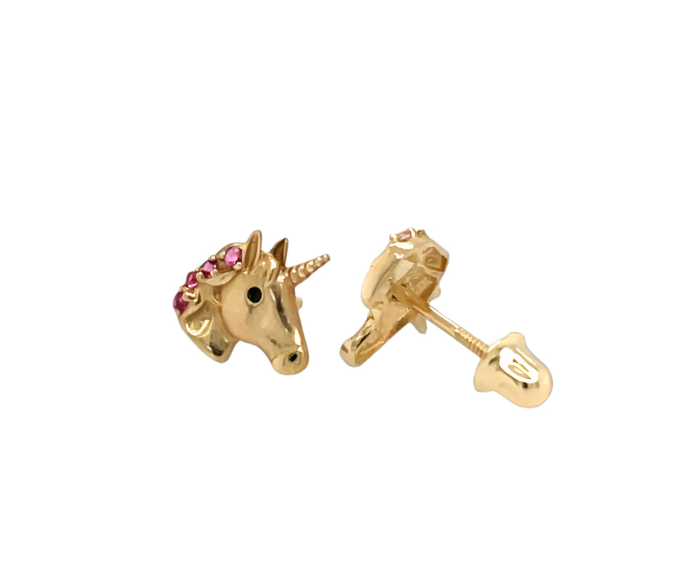 14k gold unicorn earrings