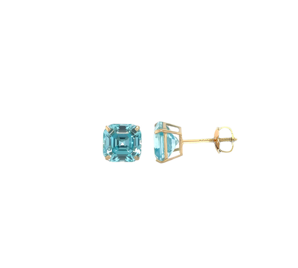 14k gold screw back square stone