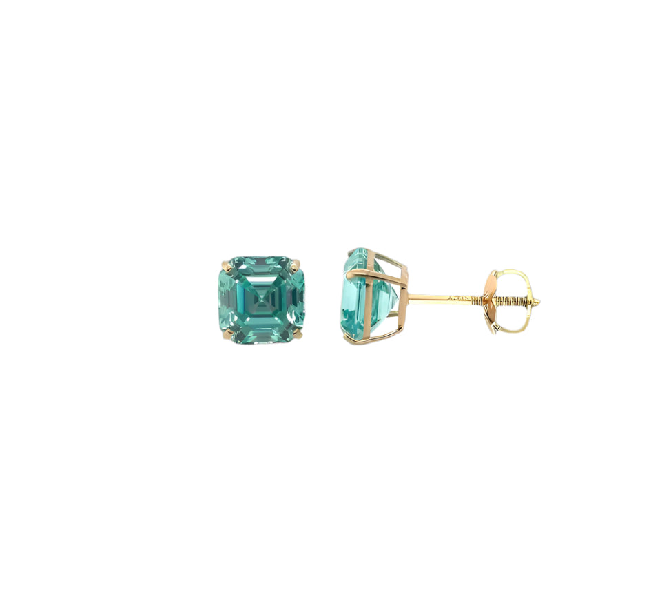 14k gold screw back square stone