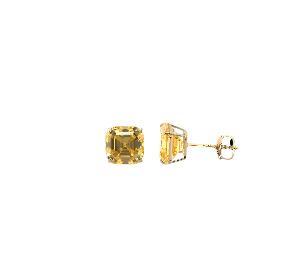 14k gold screw back square stone