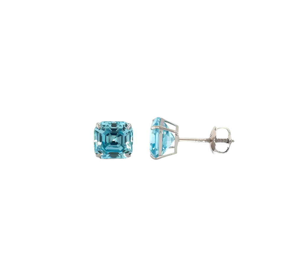 14k gold screw back square stone