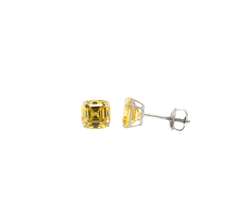 14k gold screw back square stone