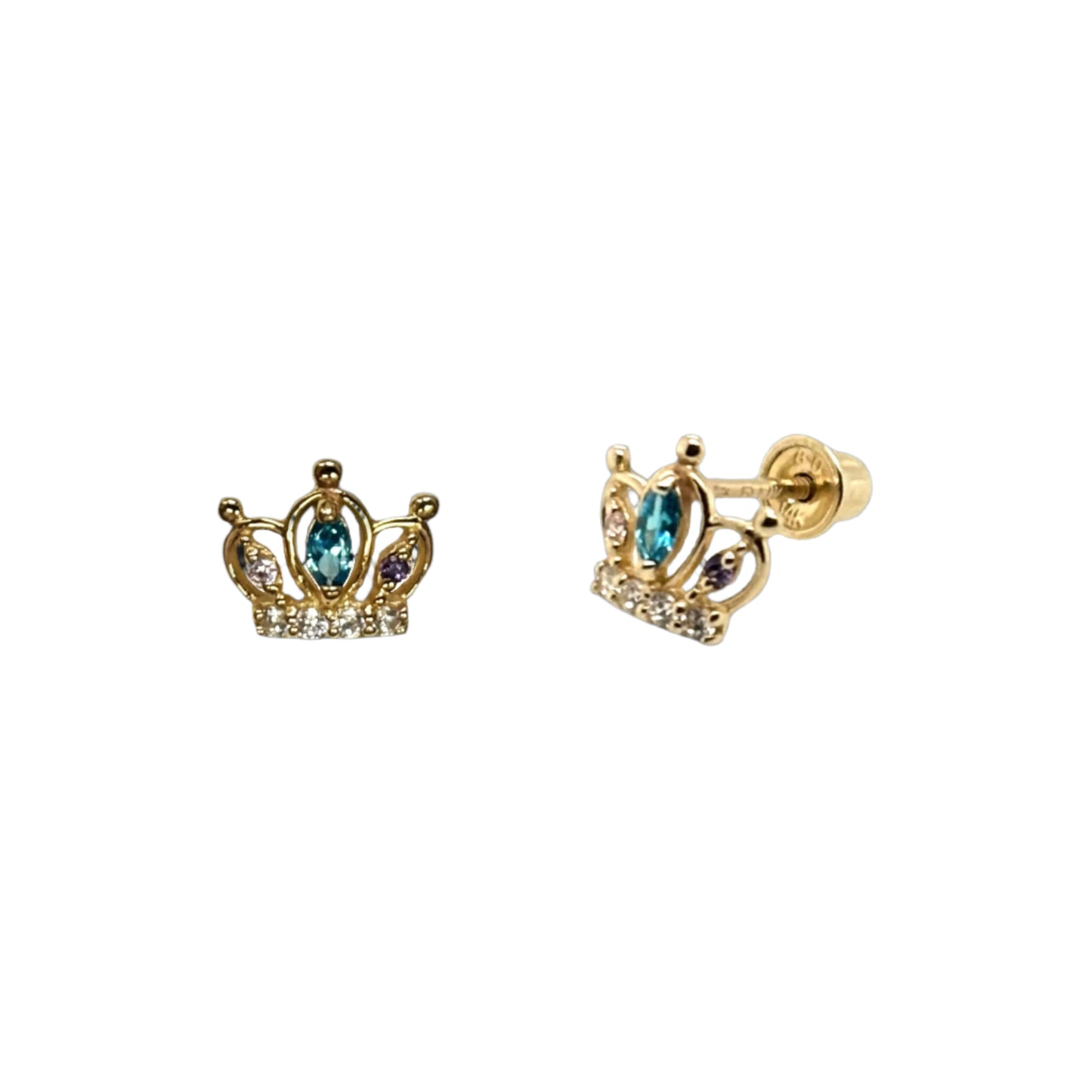 14k gold screw back crown with stones