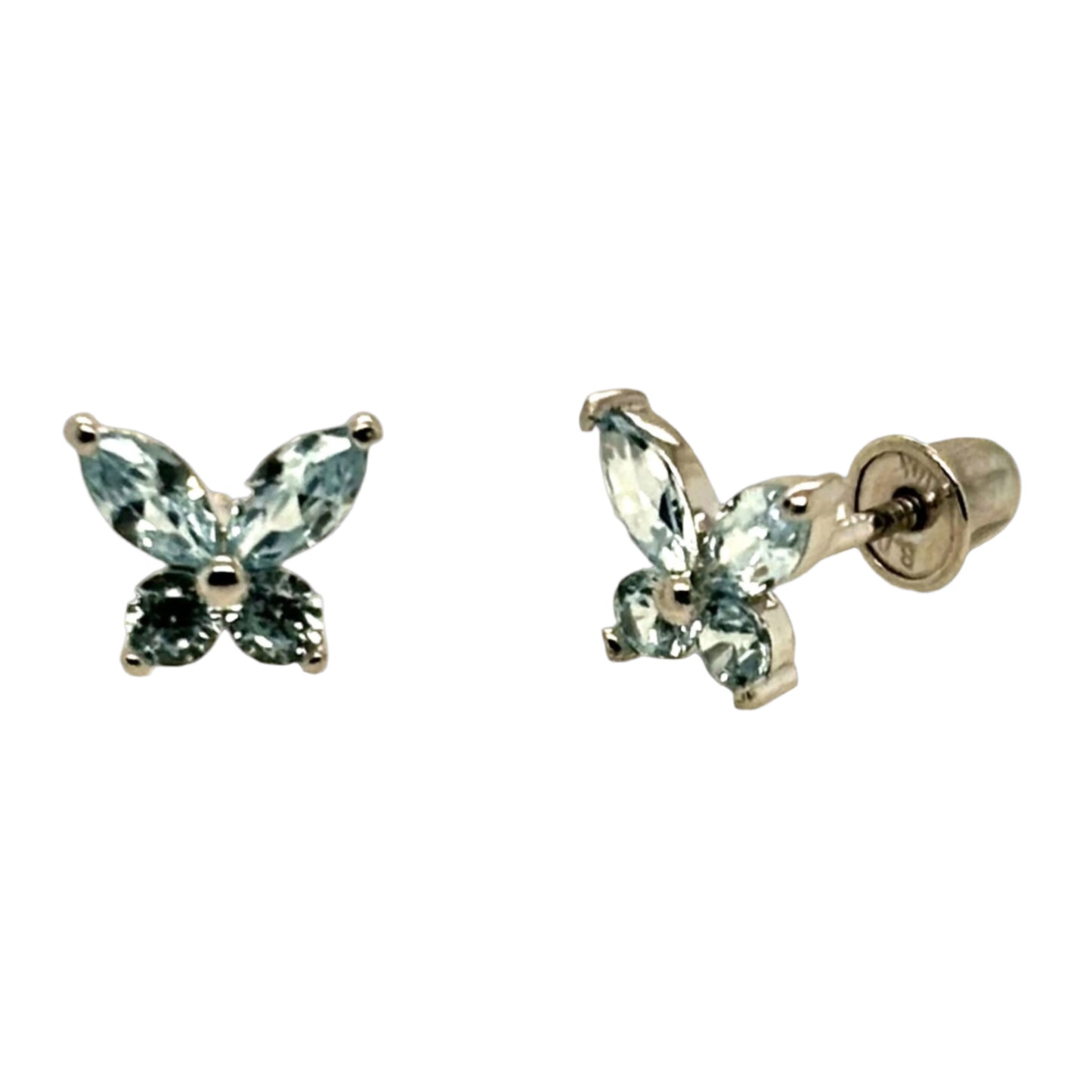 14k gold screw back butterfly with stones