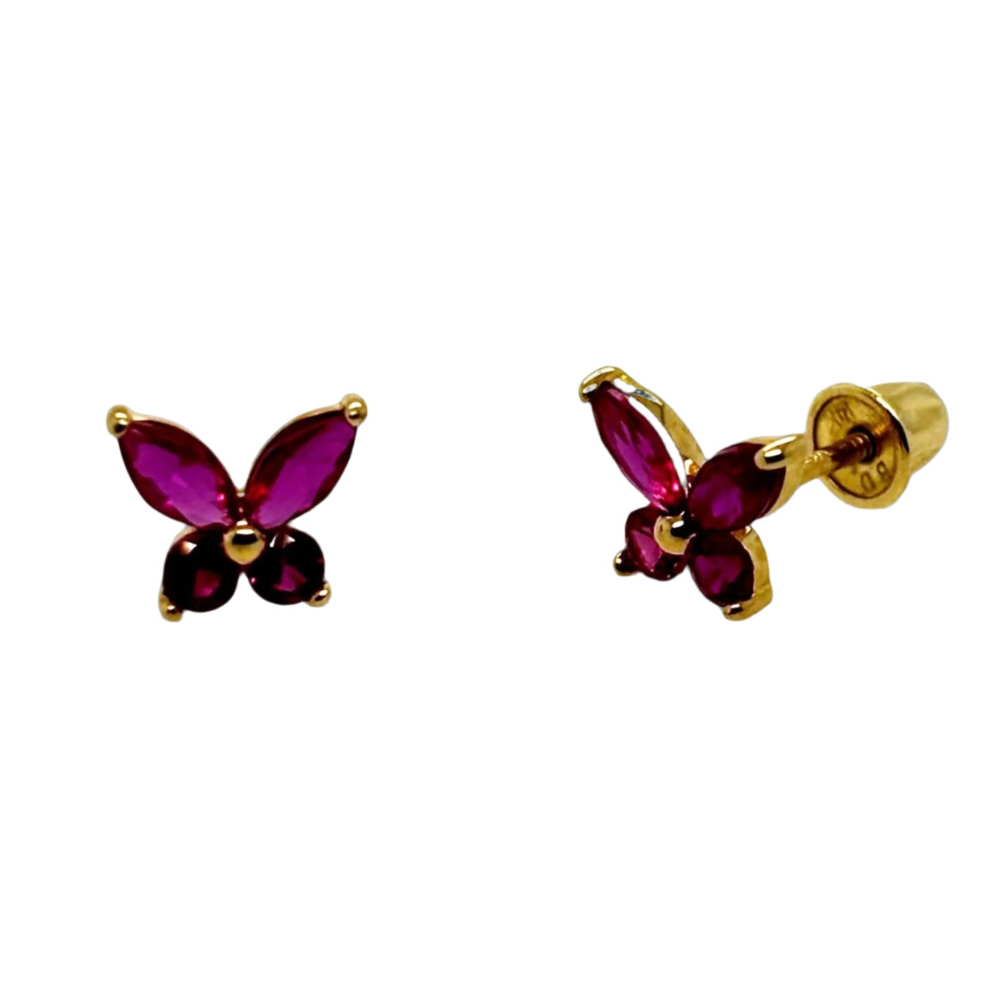 14k gold screw back butterfly with stones