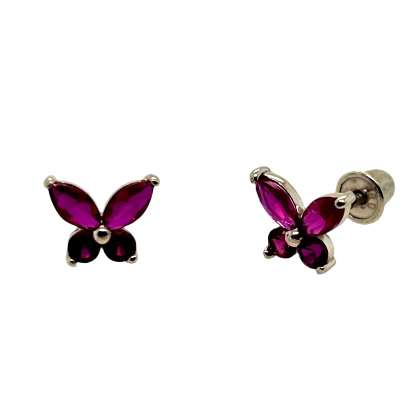 14k gold screw back butterfly with stones