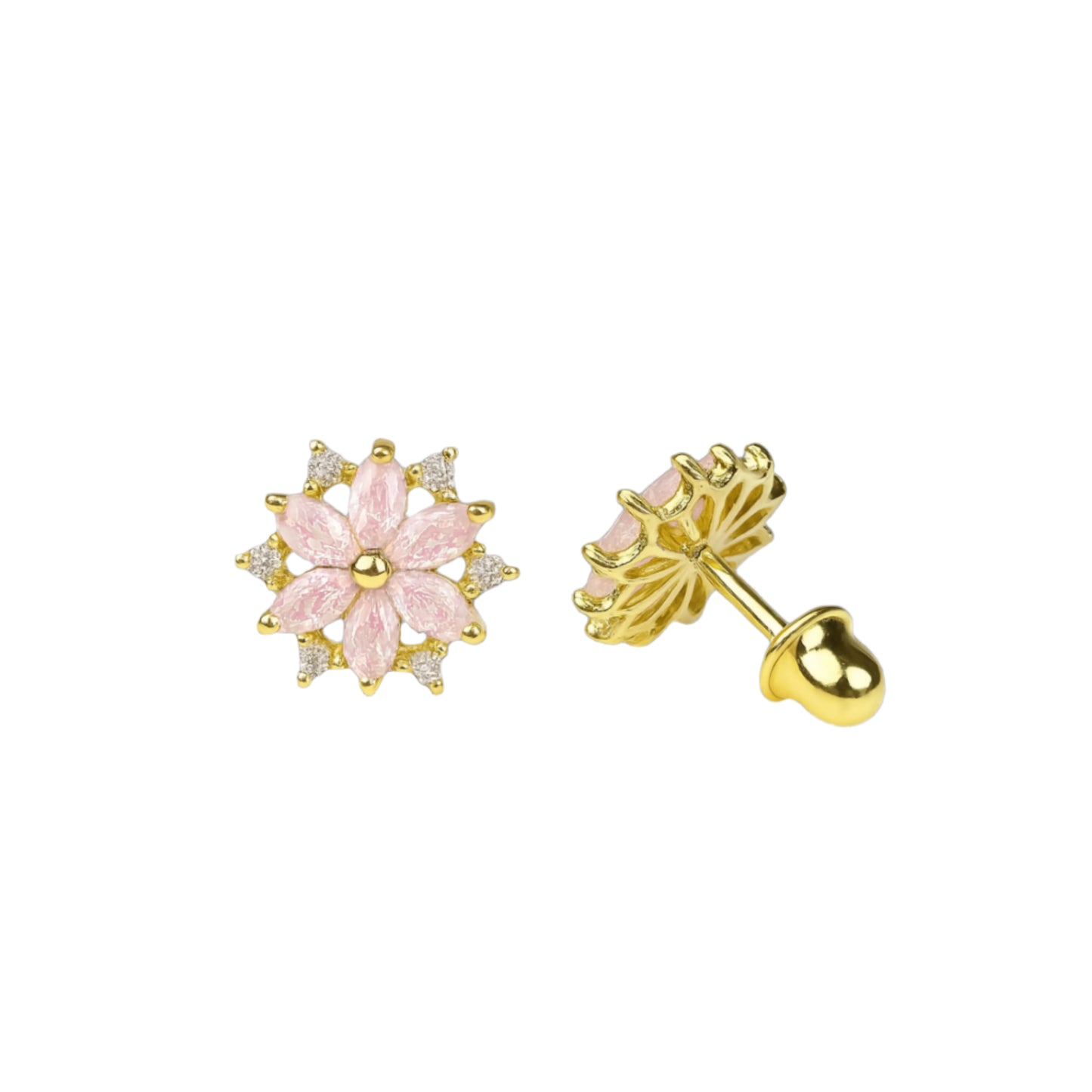 14k gold screw back and flower