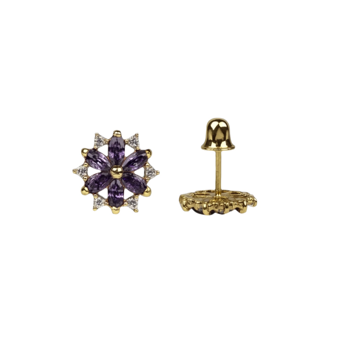 14k gold screw back and flower