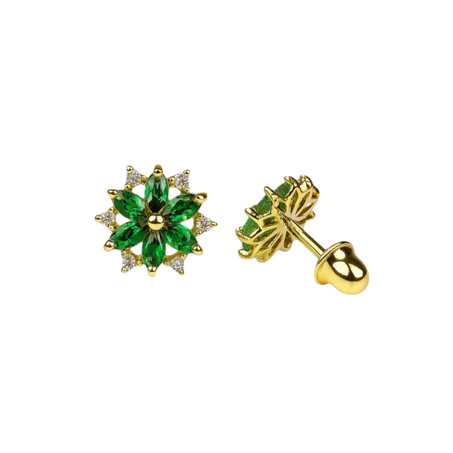 14k gold screw back and flower