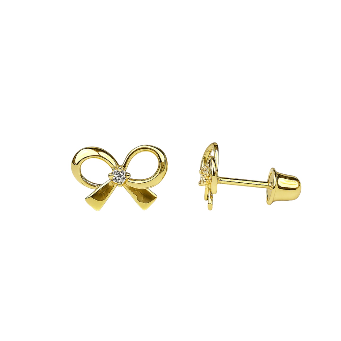 14k gold screw back bow tie