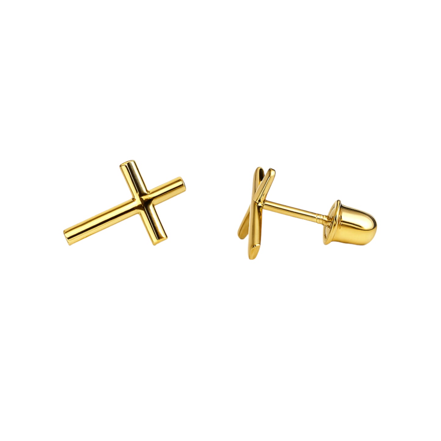 14K Gold screw back cross