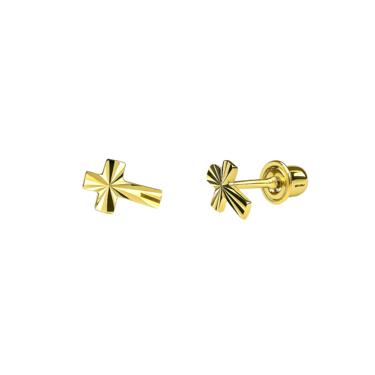 14K Gold screw back cross
