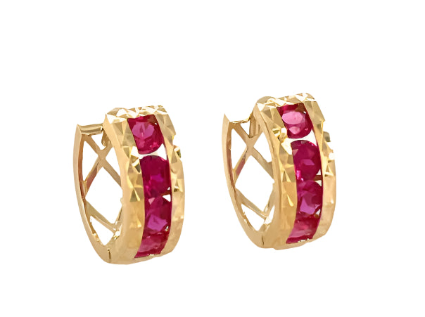 14k gold hoops with stones between gold