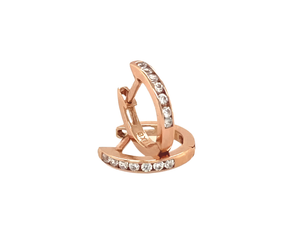 14k gold hoop with stone