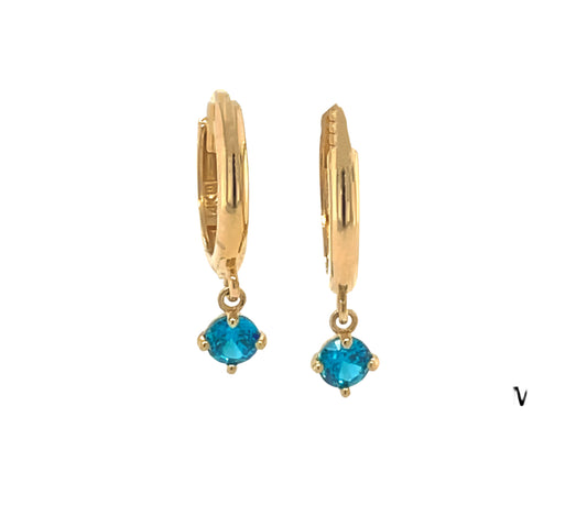 14k gold hoop with floating stone