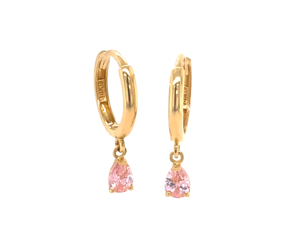 14k gold hoop with floating drop
