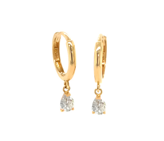14k gold hoop with floating drop