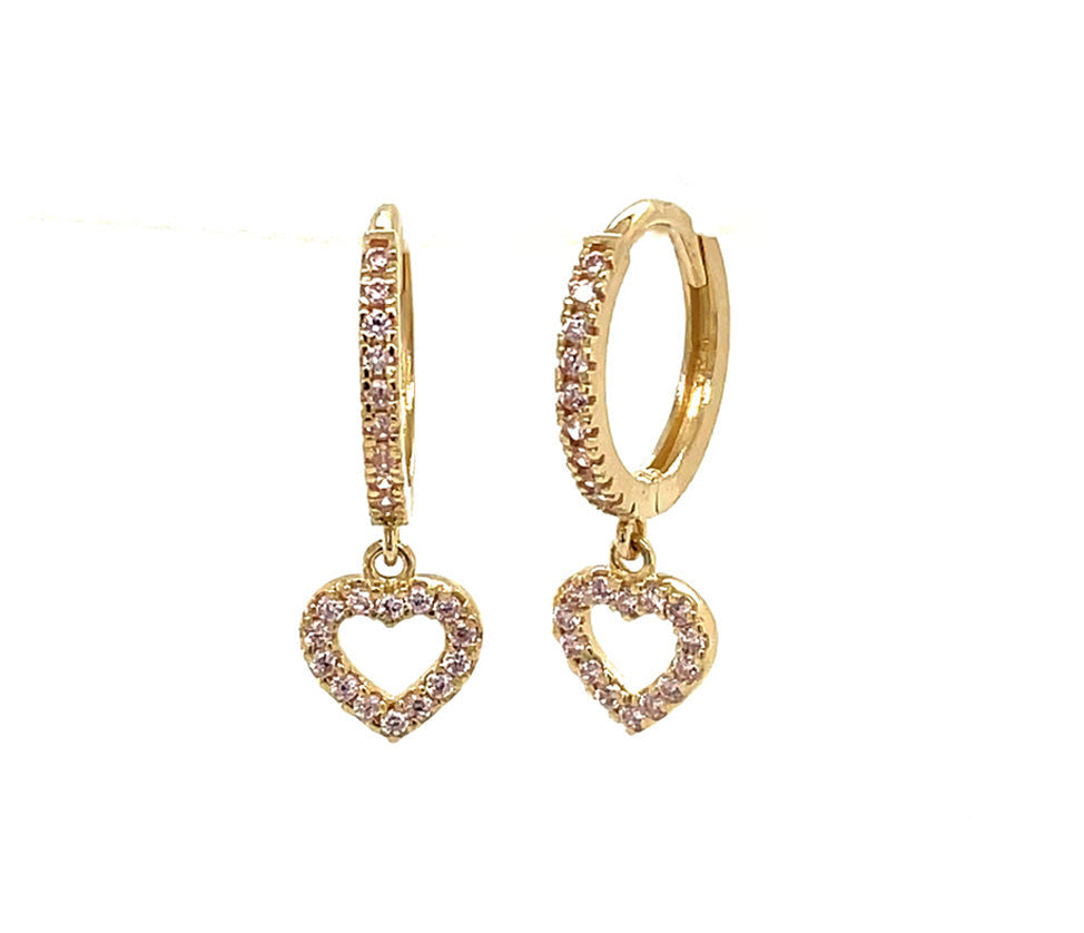 14k gold hoop with floating heart