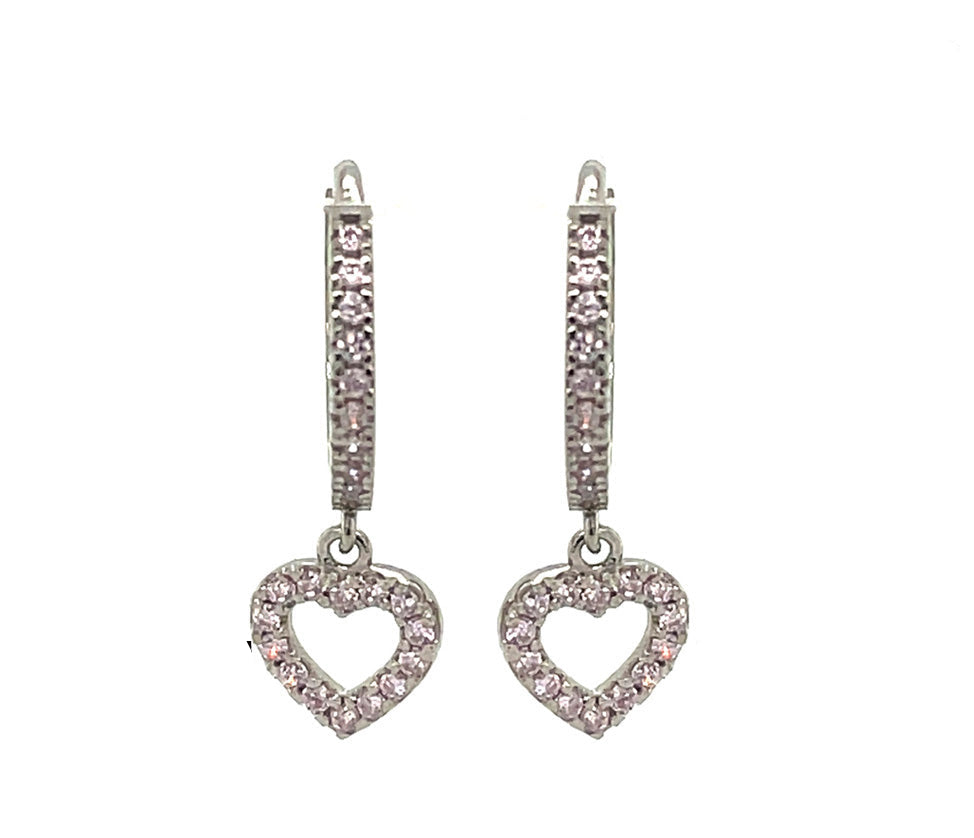 14k gold hoop with floating heart