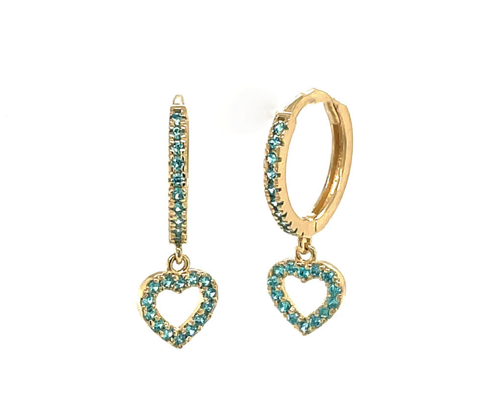 14k gold hoop with floating heart