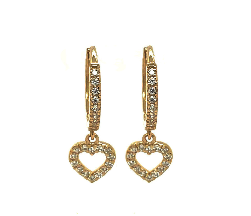 14k gold hoop with floating heart