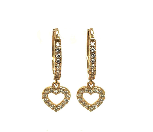 14k gold hoop with floating heart