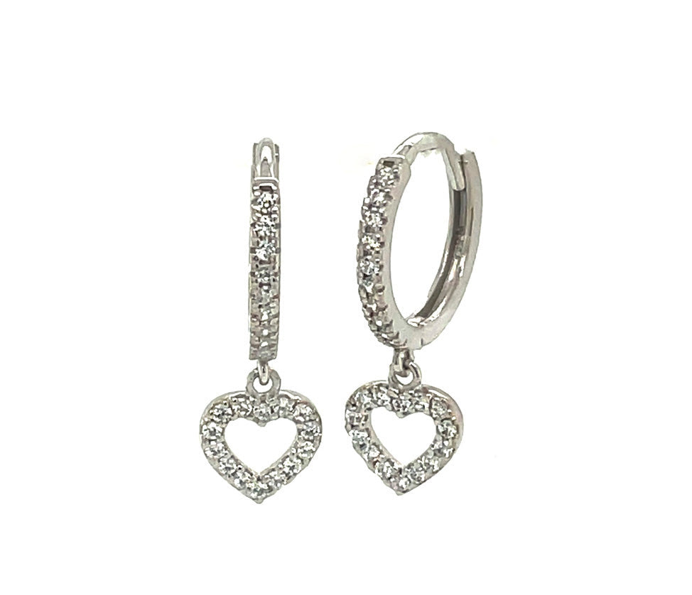 14k gold hoop with floating heart
