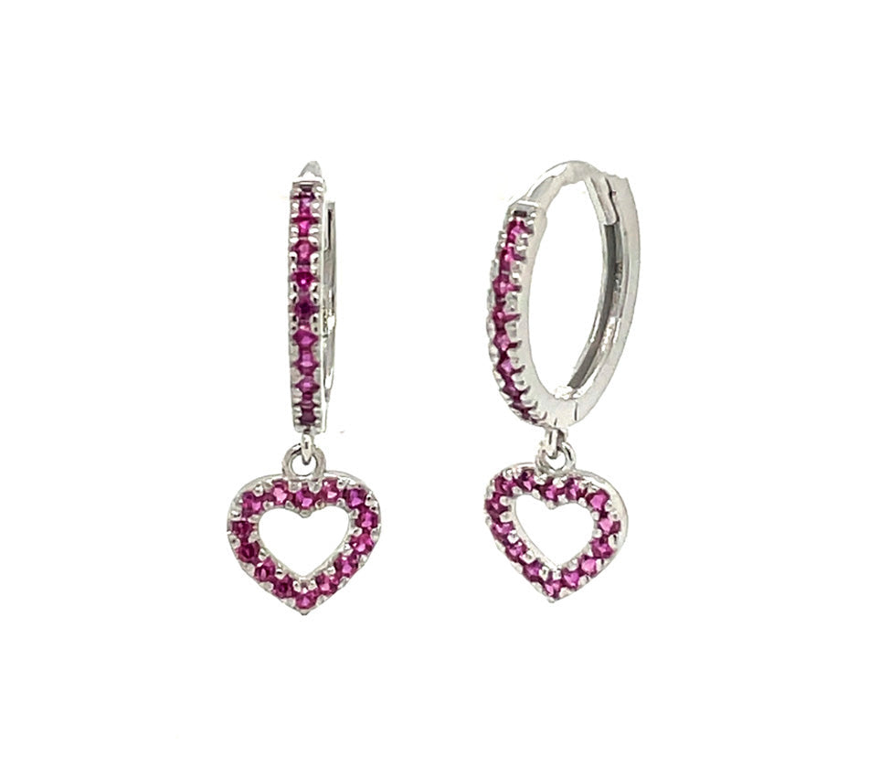 14k gold hoop with floating heart