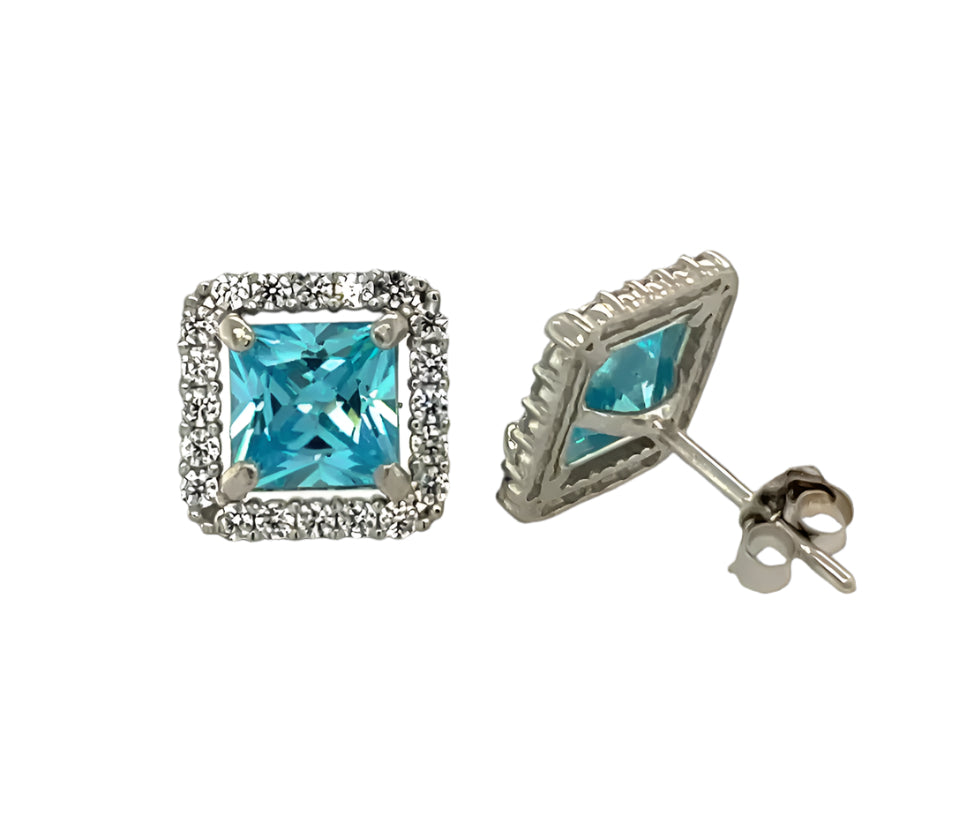 14k gold push back earrings with clear stone in the middle and on the border