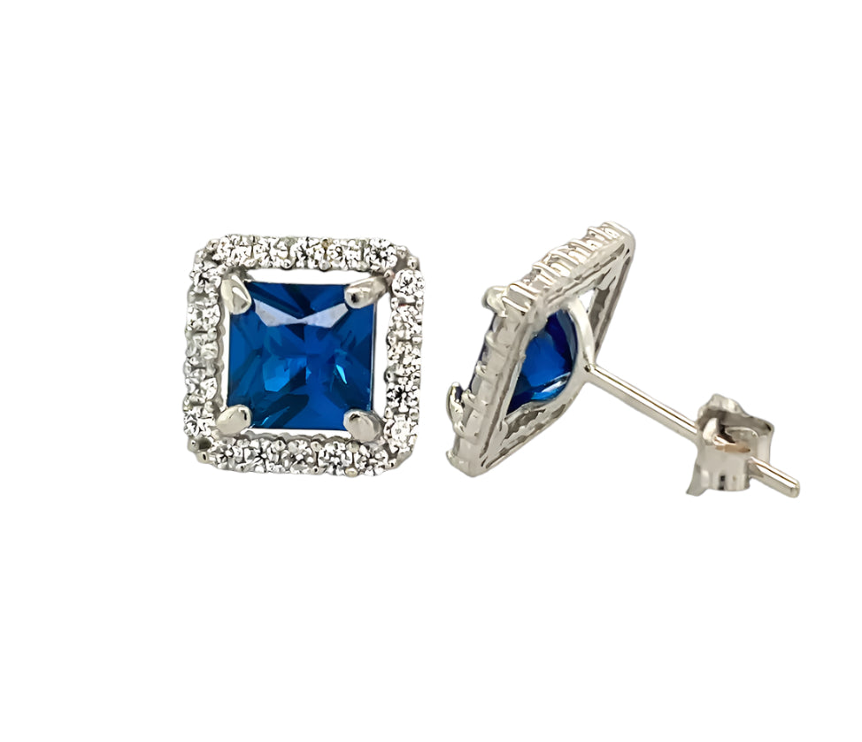14k gold push back earrings with clear stone in the middle and on the border