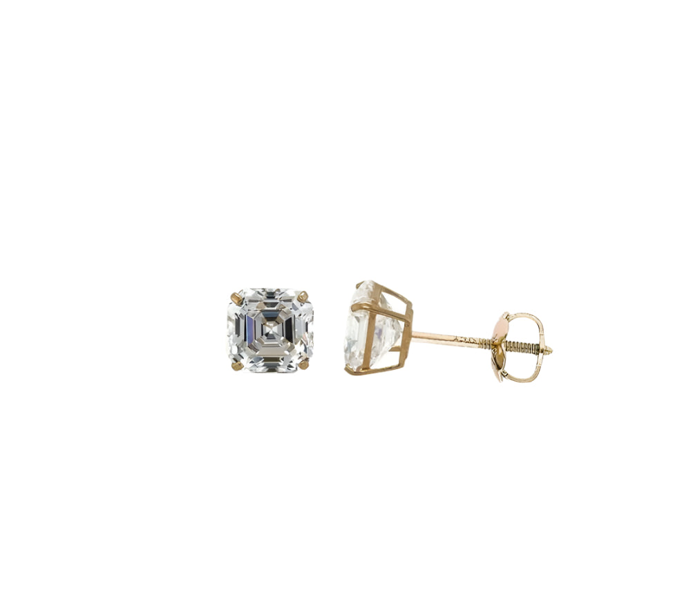 14k gold screw back square stone