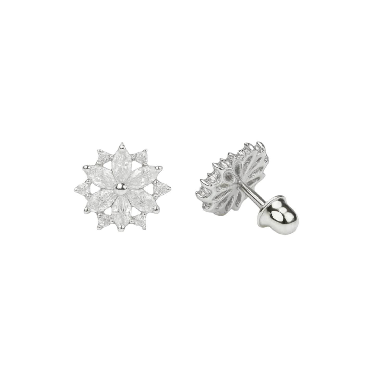 14k gold screw back and flower