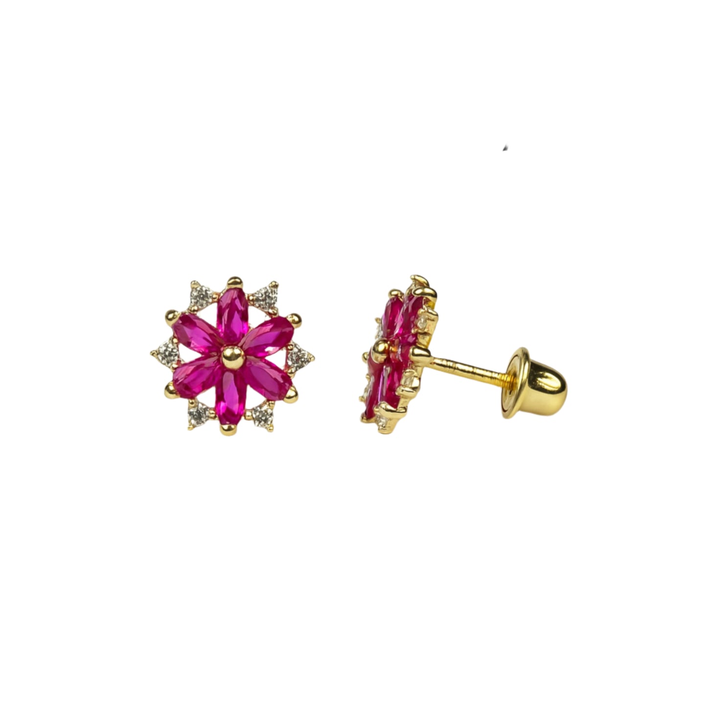 14k gold screw back and flower